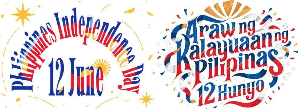 Philippines independence day celebration with araw ng kalayaan ng pilipinas text