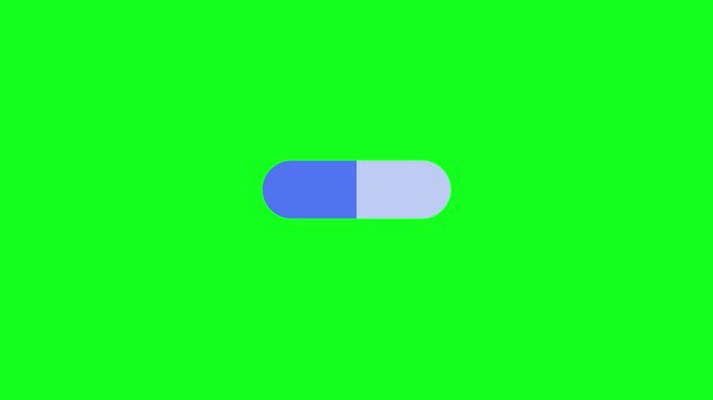 Vector illustration of a medicine capsule being opened and powder falling out. 4k video.