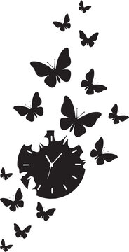 Butterfly Wall Clock Silhouette Art Design