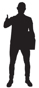 delivery guy silhouette isolated on white