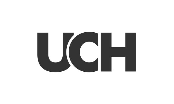 UCH logo design template with strong and modern bold text. Initial based vector logotype featuring simple and minimal typography. Trendy company identity.