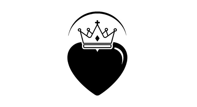 Black heart with crown logo symbol.