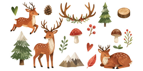 Obraz premium watercolor deer collection