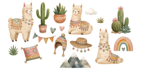 watercolor llama collection © dian's