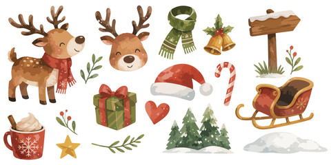 watercolor christmas reindeer collection © dian's