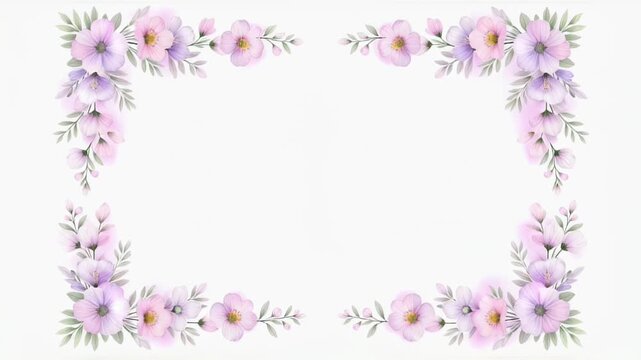 Delicate lavender and pink floral frame with pastel decorative border for photo presentation.