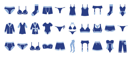 Obraz premium Set of underwear lingerie sleepwear and swimwear apparel icons for various clothing projects