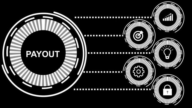 Futuristic payout concept animation with modern neon graphics and digital interface.4k animation video.