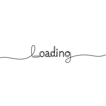 Continuous one line drawing of the word loading minimalist vector illustration