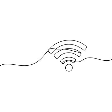 Continuous One Line Drawing of Wi-Fi Icon Minimalist Wireless Internet Connection Symbol