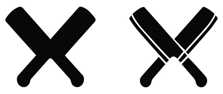 Crossed Chef Knives Icon Design Element. Kitchen Knife Symbol for Culinary and Restaurant Graphics. Professional Cooking Tools Silhouette