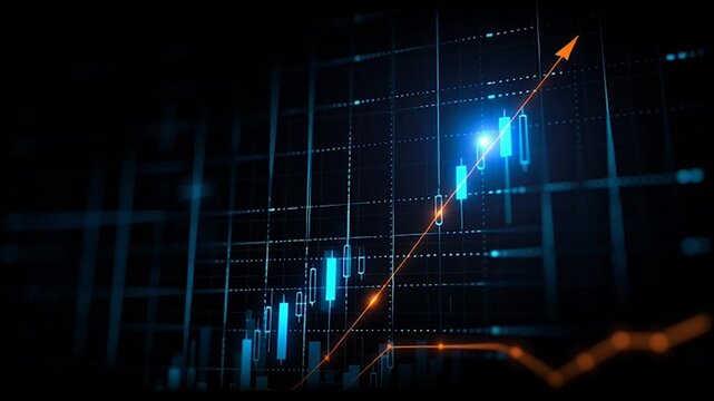Abstract black background with Colorful charts and graphs with statistics to innovative analyze business potential and forecast future development of companies growth.