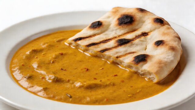 Bread dipped in curry sauce