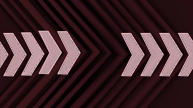 Abstract dotted chevrons pointing right diagonal striped background animation