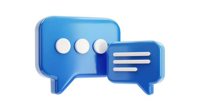 Blue chat bubbles with white dots and lines