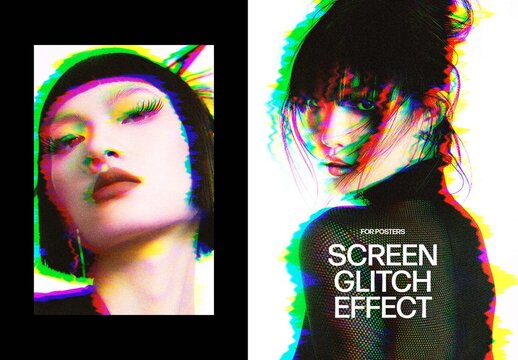 Screen Glitch Photo Effect &ndash; Anaglyph for Poster & Social Media (PSD)