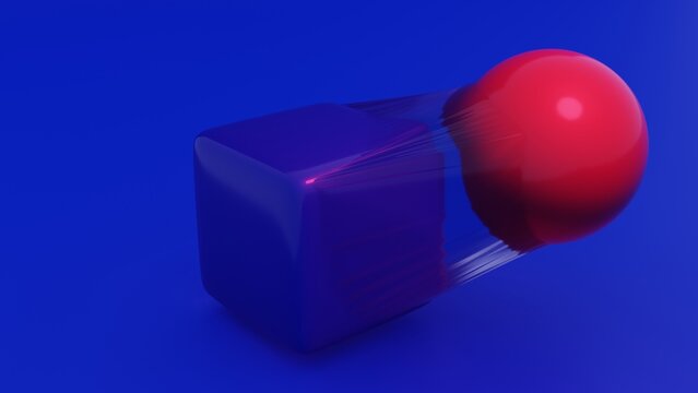 Geometric shape in plastic wrap 3d render background
