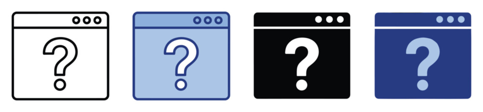 Set of browser question mark icons for help, support, and user interface information.