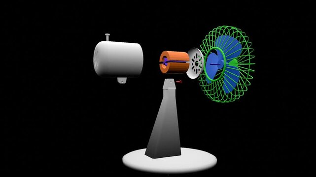 20 seconds seamless looping exploded view animation table fan motor visualizer education engineering