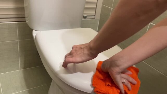 Detailed cleaning of toilet parts, Precise sanitation practices for bathroom fixtures, Extensive cleaning and sanitation routines designed to maximize hygiene standards in all toilet areas