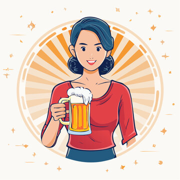 Woman Holding a Mug of Beer