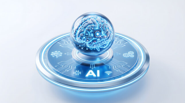 AI Concept: Digital Brain in Glowing Sphere, Futuristic Technology & Neural Network