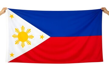 Obraz premium Philippine flag displayed overhead with red blue and white design