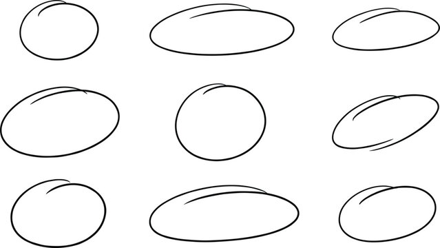 Hand Drawn Oval Frame and Speech Bubble Shape Collection with Minimal Abstract Outline Vector Design Elements Set