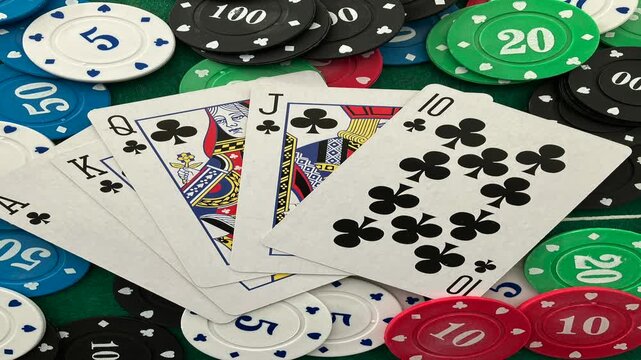 A clubs royal flush in poker	, a top hand in the game of cards 
