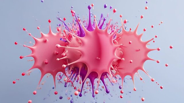 ?Vibrant paint splashes collide in slow motion color explosion