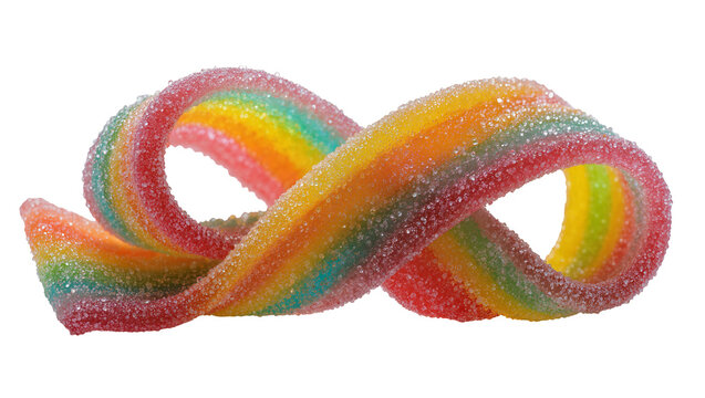 Rainbow sour candy belt with sugar coating