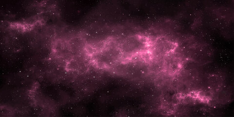 Abstract space background with stars, galaxies and nebula in a deep magenta cosmic universe illustration © RD Visuals