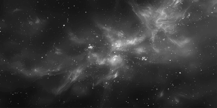 An abstract deep space loop illustration capturing a gray and black starry sky with bright nebula light across a fantasy starfield galaxy universe