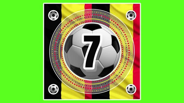 Soccer Countdown 10 to 0 with Germany Flag and Black Number Chroma Key