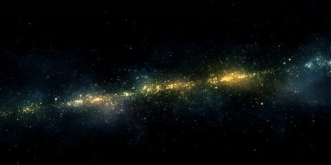 abstract cosmic background featuring a vibrant blue and golden nebula with shimmering stars in deep space © RD Visuals
