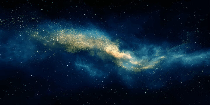 Abstract space background with stars and galaxy in dark blue night sky universe illustration