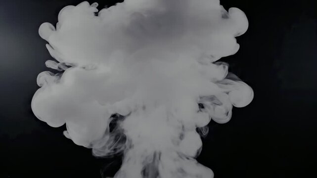 Isolated puff of white smoke against black background.