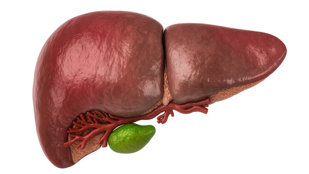 Human liver with gallbladder and blood vessels
