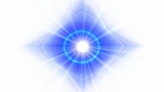 Radiant blue geometric starburst abstract background with glowing aura.