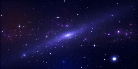 Starry Night Sky with Bright Stars and Galaxy Space Background © RD Visuals
