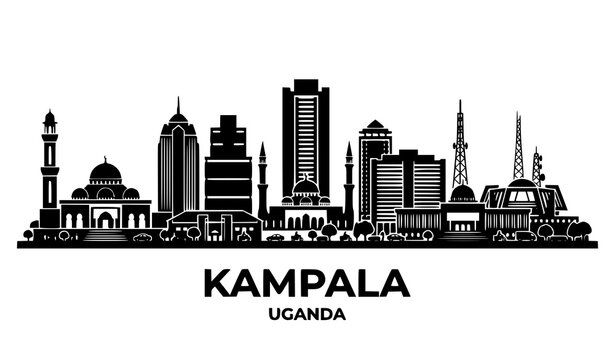 Kampala Uganda city skyline black silhouette vector illustration