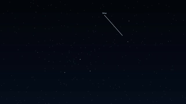 Canis Major Sirius Mirzam Adhara Wezen Aludra constellation educational labeled animation accurate night sky star field map glowing golden lines connecting bright stars deep space astronomy cosmos