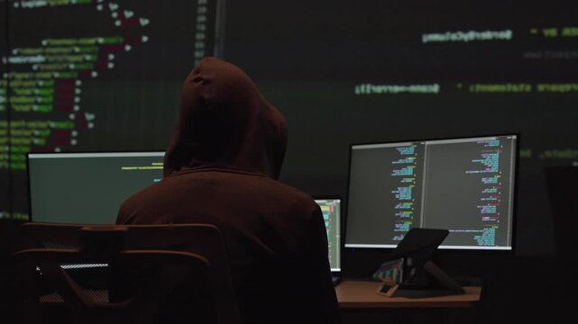 Cybersecurity breach investigation digital workspace technology visuals dark environment close-up perspective intrusion prevention