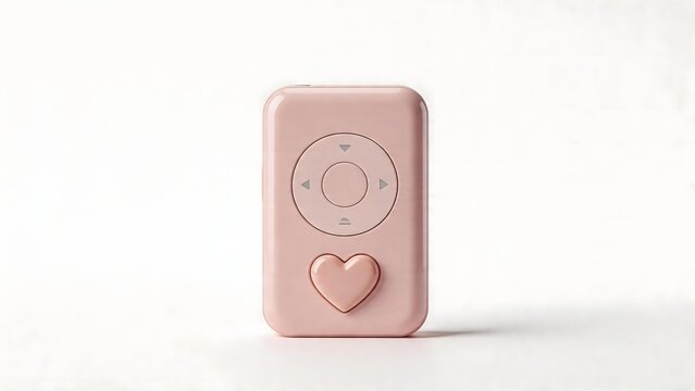 Pink portable music player with heart