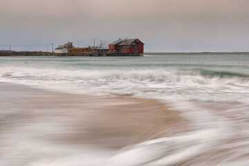 Obraz premium Bøvær beach in winter at Senja , Norway