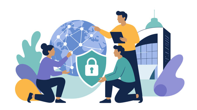 Cybersecurity Team Securing Digital Shield Against Threats.