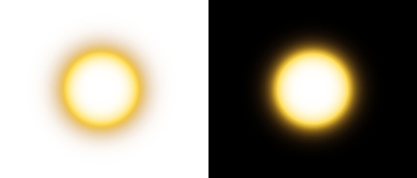 Sun Light Bright yellow Glow Isolated. Sun isolated. Png image overlay
