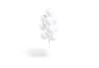 Blank white round balloon bouquet mockup png, transparent background, 3d rendering. Empty tapered decoration levitation balloons mock up cut out. Clear bunch of mylar or foil pillar template. © Alexandr Bognat