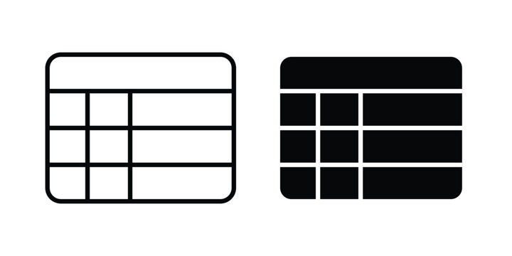 Table layout icon. symbol pictogram. UX UI icon