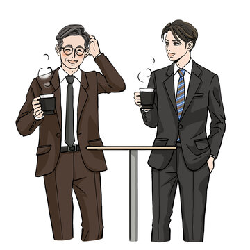部下に褒められて照れる男性上司
